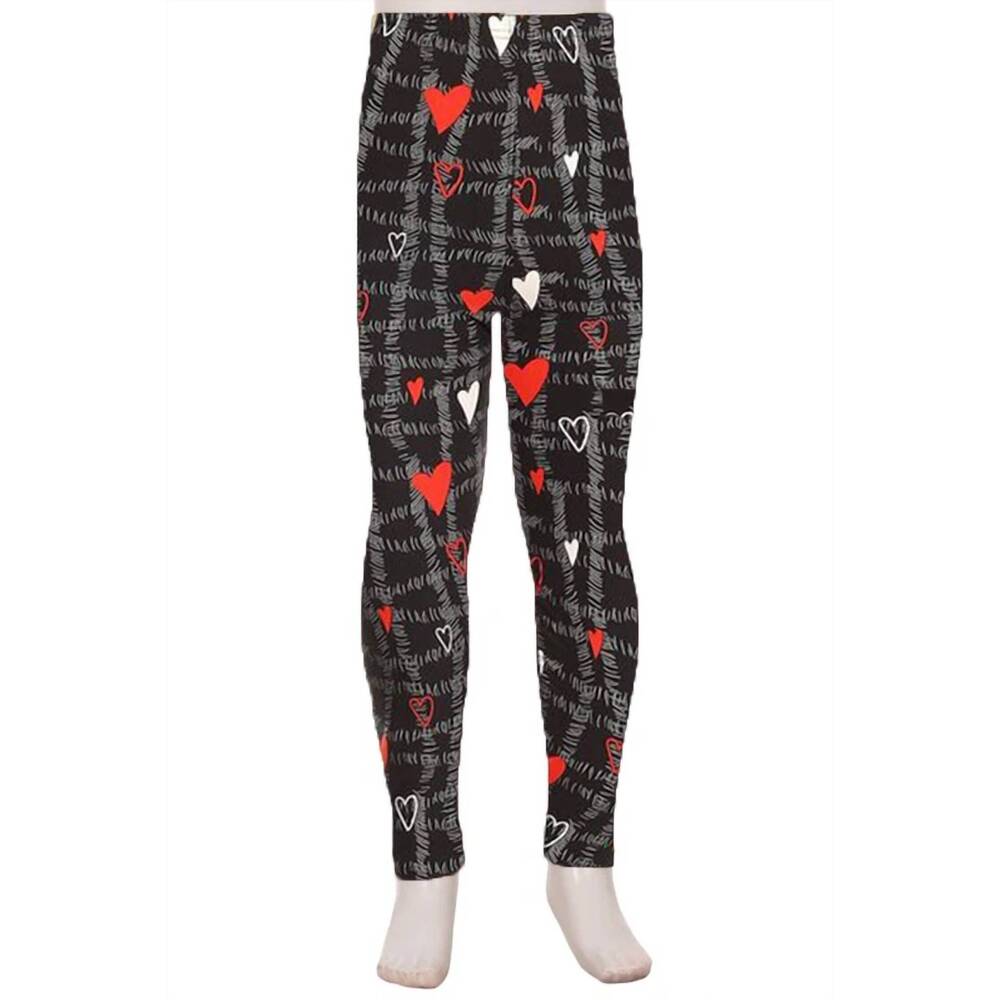 NEW LOVE IT kid's valentine's leggings in black hearts